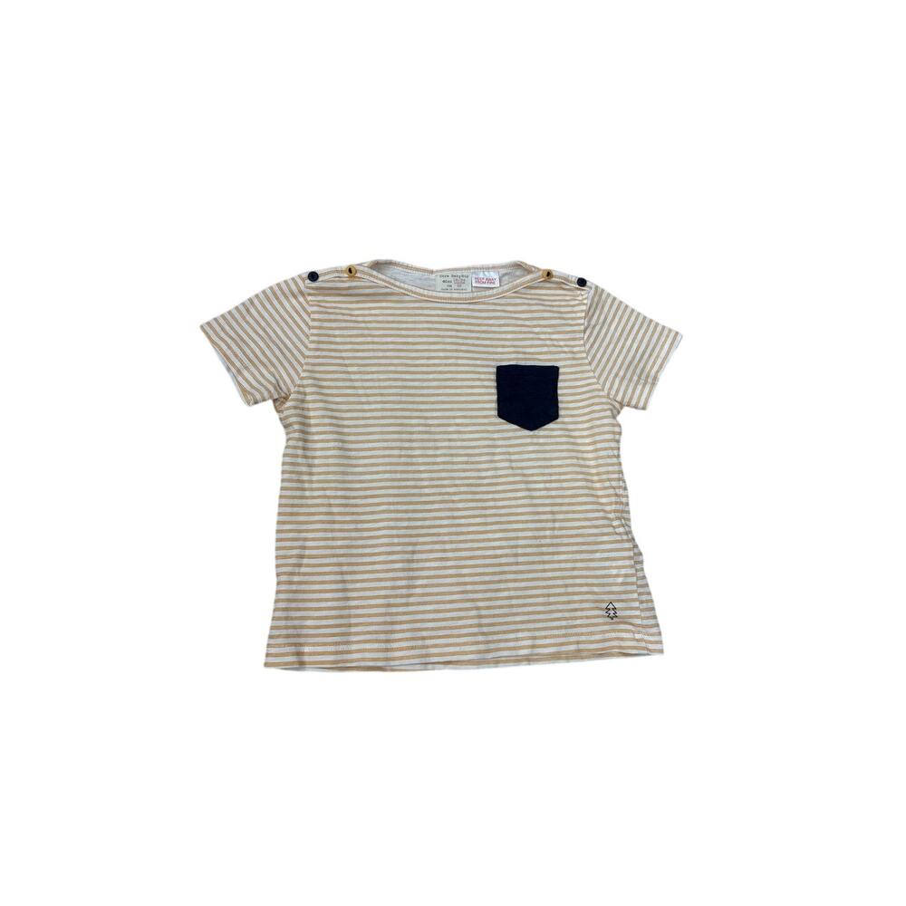 Zara Baby Boy Cotton Striped Pocket Tee Sz 18-24 Months